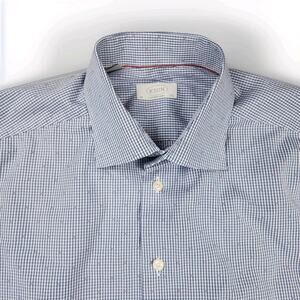 Eton Mens Long Sleeve Button Up Dress Shirt Contemporary Fit 44-17.5 Gray Check